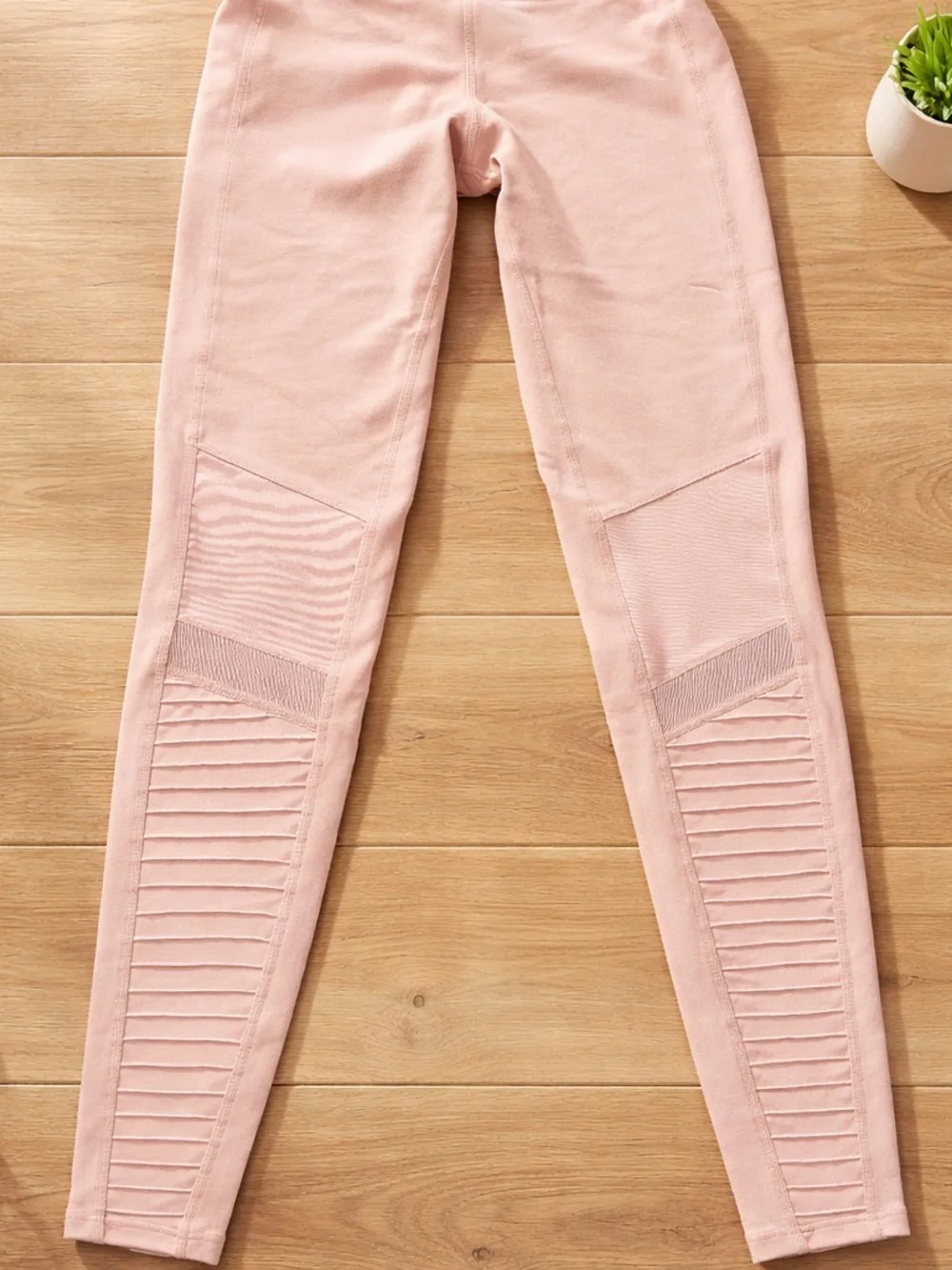ALO Yoga Pale Blush Ribbed Panel High-Waist Leggings